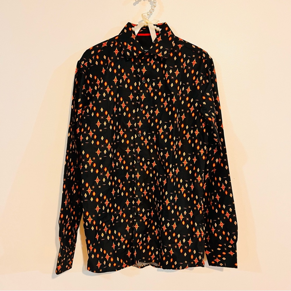 Men’s Button Down Retro Southwestern Geo Silver Stone Collection NWT